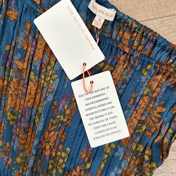 Skies Are Blue One-Shoulder Blue and Brown Blouse - Picture 4 of 7